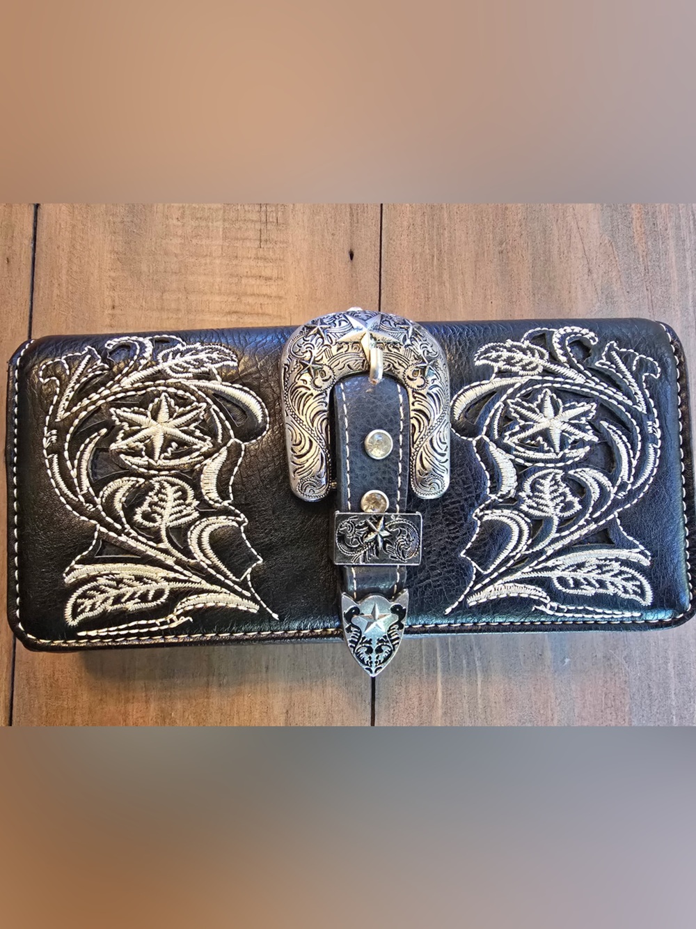 Western Women's Buckle Rhinestone Studs Concealed Carry Handbag Purse Wallet Set - Picture 3 of 6